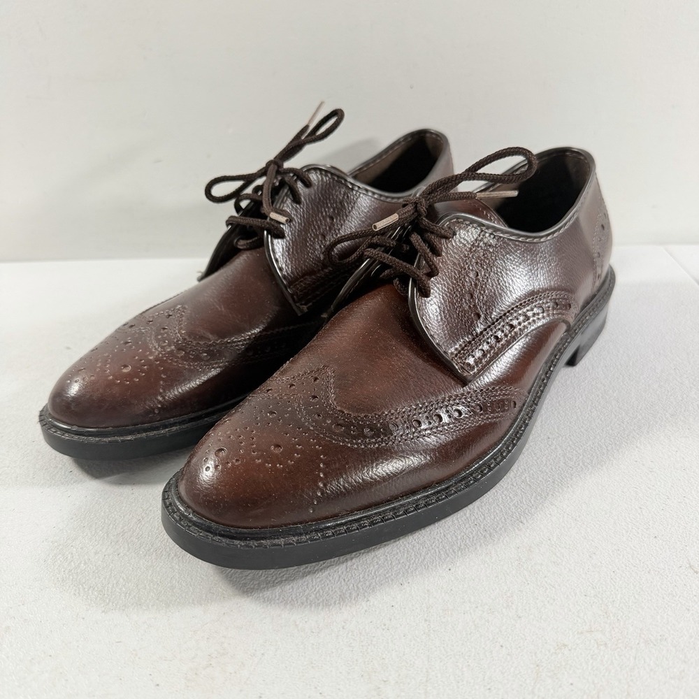Vintage JB Brown Leather Wingtip Oxford Men's Dress Shoes Size 9‎ M Made In USA